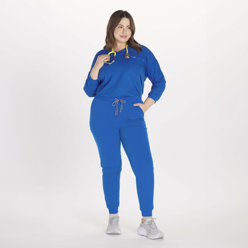 Alpine Dolman ¾ Sleeve 2 Pocket CORE Scrub Top Royal Blue 2500x2500 full body 2.jpg