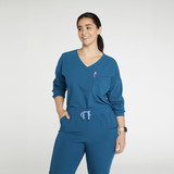Alpine Dolman ¾ Sleeve 2 Pocket CORE Scrub Top Caribbean Blue 2500x2500 FRONT IMAGE
