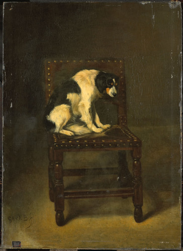 Brugghen, Guillaume Anne van der Собака на стуле, 1891, 31 cm х 22,5 cm, Дерево, масло