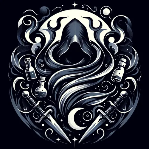 DALL·E 2024 06 09 00.31.54 An abstract logo for the Umbrial Stalker class, inspired by mystical and .webp