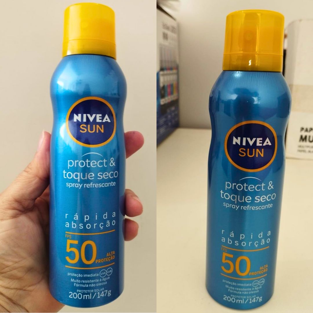 NIVEA SUN Protetor Solar Spray Protect & Toque Seco FPS 50 200ml – FPS 50, sensação refrescante na pele, rápida absorção, não oleoso, alta proteção UVA/UVB, muito resistente à água, embalagem spray