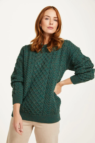 Irish 100% Merino Wool Aran Jumper - Unisex Winter Sweater Gift -Long Sleave - Picture 45 of 48
