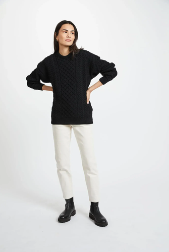 Irish 100% Merino Wool Aran Jumper - Unisex Winter Sweater Gift -Long Sleave - Picture 16 of 48