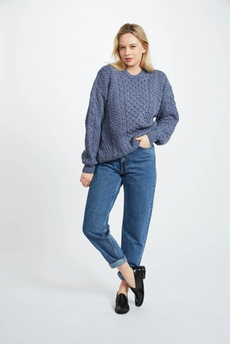 Irish 100% Merino Wool Aran Jumper - Unisex Winter Sweater Gift -Long Sleave - Picture 22 of 48