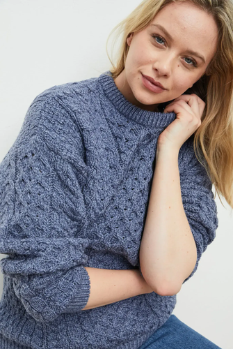 Irish 100% Merino Wool Aran Jumper - Unisex Winter Sweater Gift -Long Sleave - Picture 19 of 48