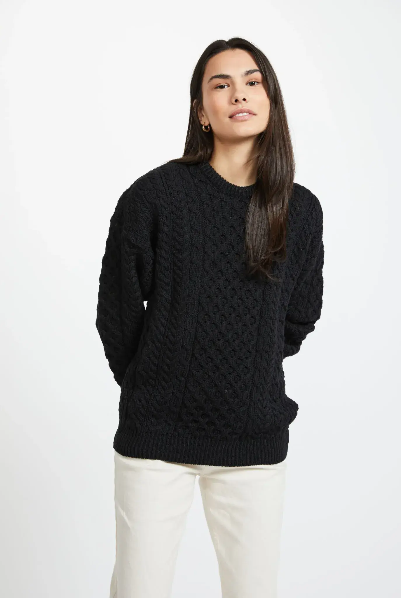 Irish 100% Merino Wool Aran Jumper - Unisex Winter Sweater Gift -Long Sleave - Picture 15 of 48