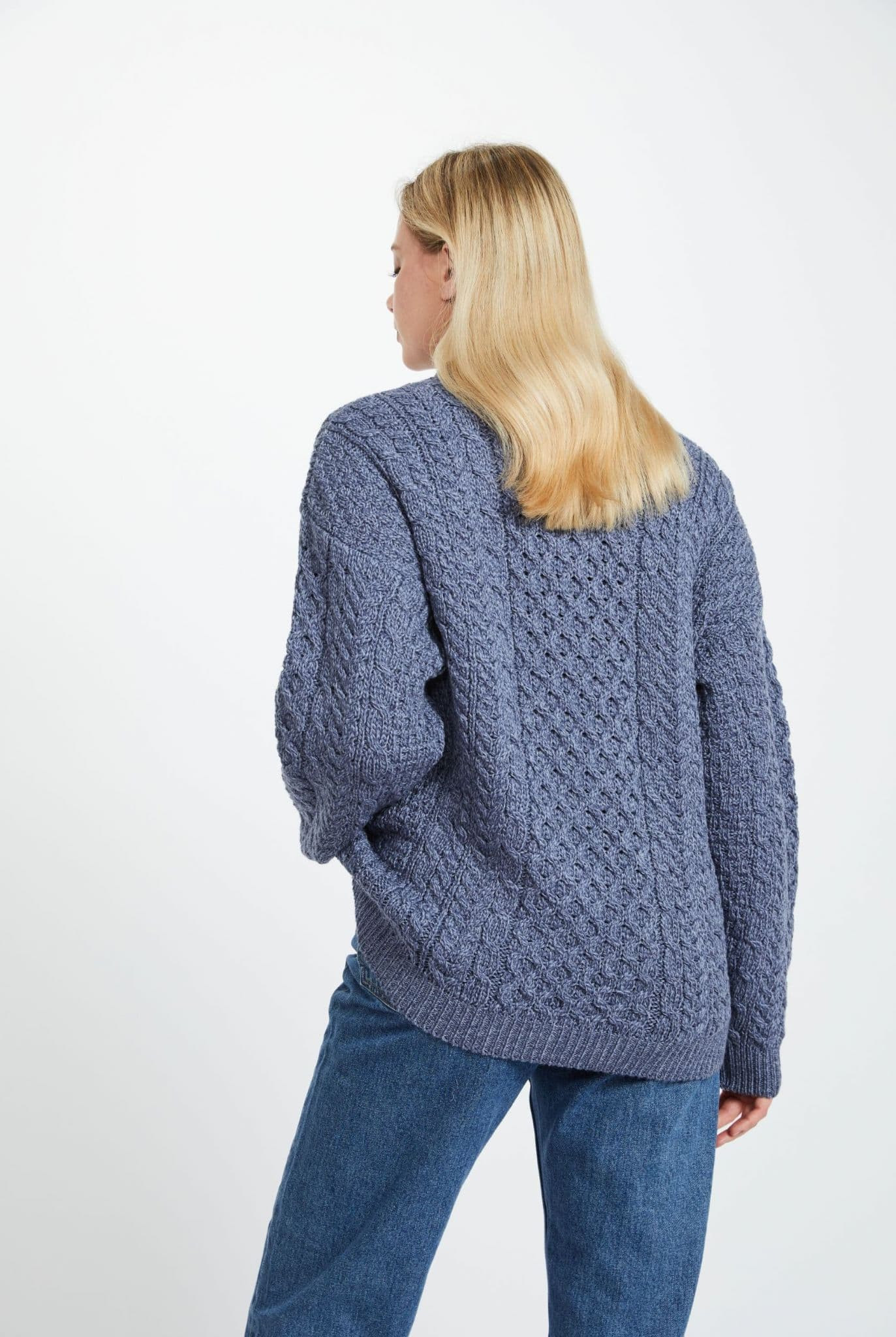 Irish 100% Merino Wool Aran Jumper - Unisex Winter Sweater Gift -Long Sleave - Picture 23 of 48