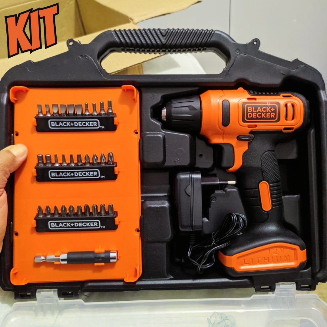 Black Decker Furadeira e Parafusadeira 3/8 Pol Bateria 12V, com 31 Acessórios e Maleta, Modelo ‎LD12SC, Bivolt