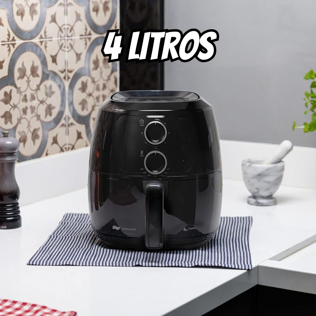 WAP Fritadeira Elétrica sem Óleo Air Fryer Preta 4 Litros, Potência de 1500W e Revestimento Antiaderente 127V