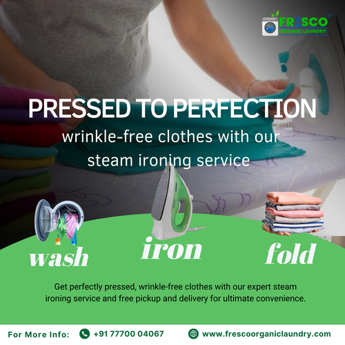 Get perfectly pressed clothes with our steam ironing service in Shaikpet
