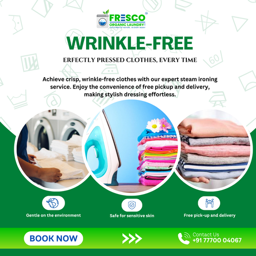 Get perfectly pressed clothes with our steam ironing service in Shaikpet.