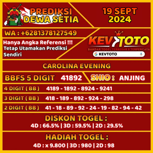Prediksi Togel Toto 4D Carolina Evening Kamis 19 September 2024.jpg