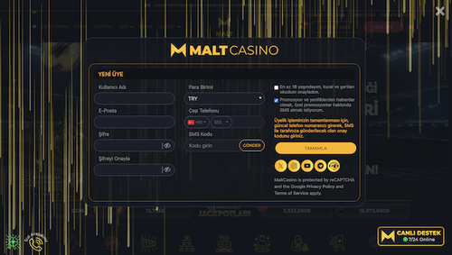 malt casino üyelik