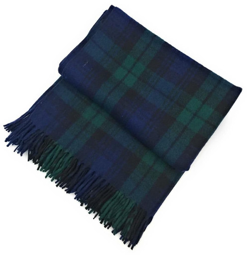 highland wool blend tartan blanket throw black watch tartan cosy living room accessory 7428 p.jpg