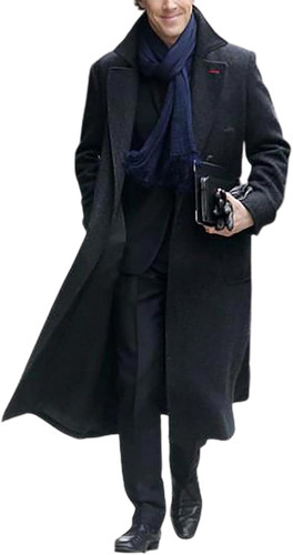 Sherlock Holmes Benedict Cumberbatch Black Consulting Detective Jacket Wool Coat0.jpg