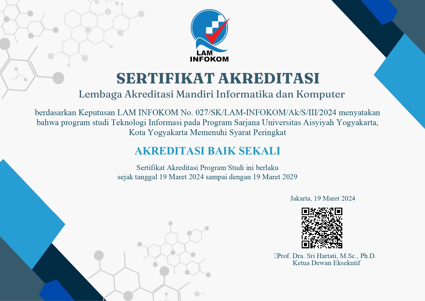 Sertifikat Akreditasi Program Studi Teknologi Informasi