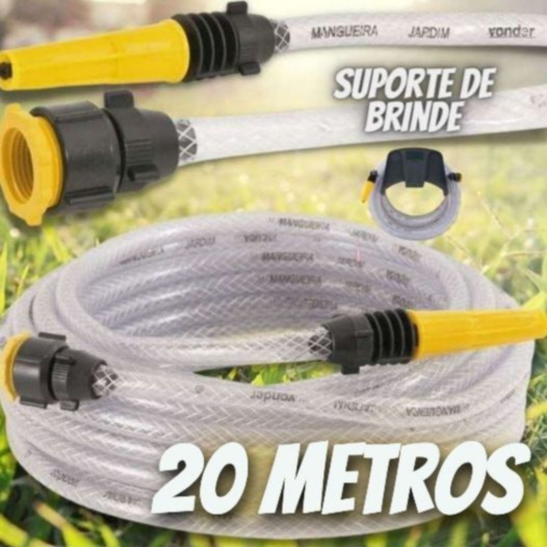 Mangueira para jardim 7/16″ transparente trancada suporte com 20 metros – Vonder