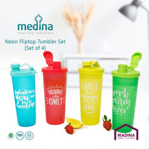 Medina Neon Fliptop Tumbler Set Set of 4 Madina