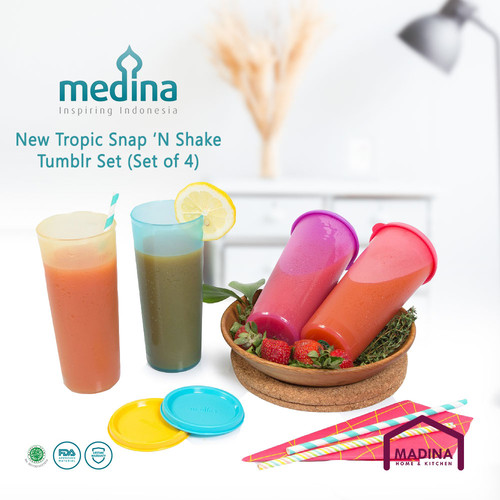 Medina New Tropic Snap N Shake tumbler set Set Of 4 Madina