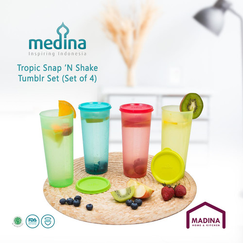 Medina Tropic Snap 'N Shake tumbler set Set Of 4 Madina