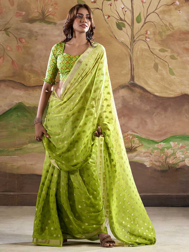 Green Color Georgette Saree Mangalam Designer.jpg