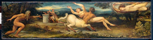 Sustris, Lambert (приписывается) Несс и Деянира, 1560, 24 cm х 95 cm, Дерево, масло