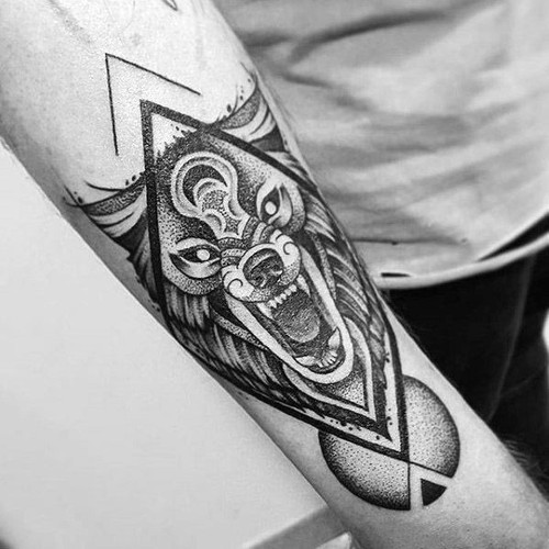 0. geometric dotwork inner forearm sick wolf tattoos male.jpg