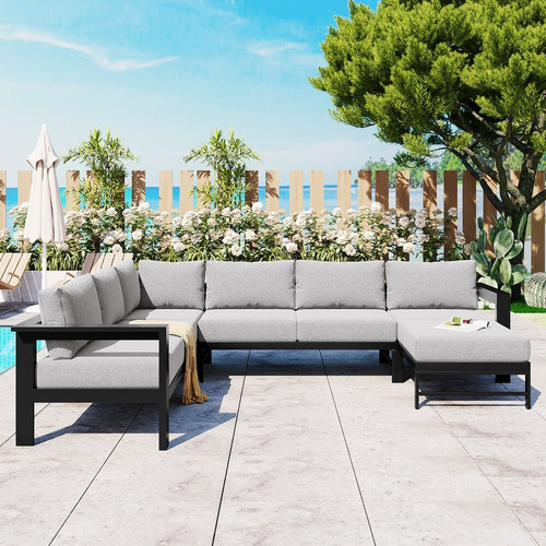 U shaped multi person outdoor sofa set, suitable for gardens, backyards, and balconies. (2).jpg