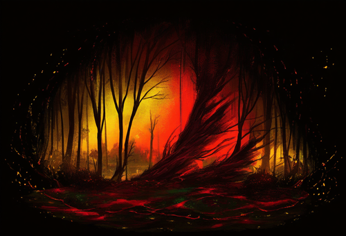 green red yellow daybreak distorted dark abstract painting background s 222597356.png