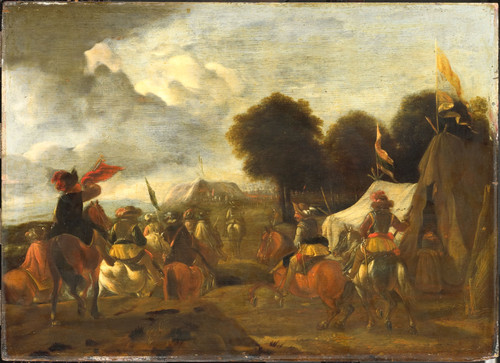 Unknown Военный лагерь, 1674, 35 cm х 48 cm, Дерево, масло