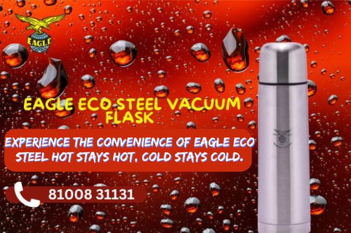 Carry hot or cold beverages effortlessly with Eagle Consumer's ECO STEEL flask. Advanced Vacuum Technology ensures all-day refreshment. Compact design fits any bag. Know more https://www.eagleconsumer.in/product/steel-eco/