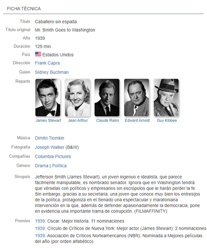 Caballero sin espada ficha