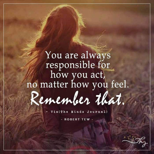 You are always responsible for how you act no matter how you feel. remember that ..jpg