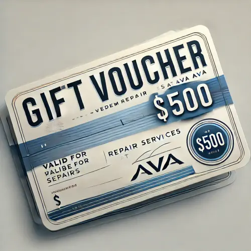 DALL·E 2024 07 15 23.50.26 A gift voucher for AVA repairs worth $500. The voucher should have a slee.webp