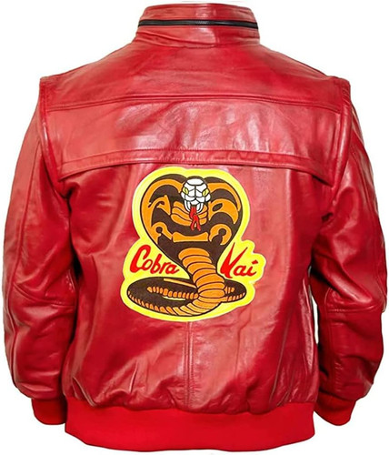 Johnny Lawrence Red Karate Kid Cobra Kobra Kai Jacket Men Bomber Leather Jacket 1.jpg