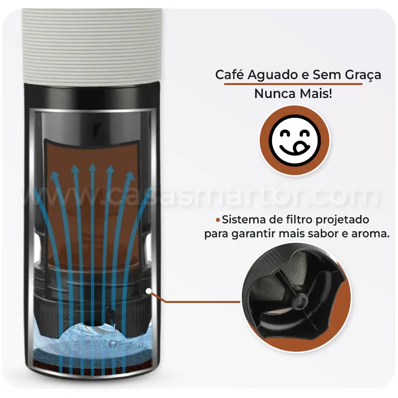 Prensa Francesa Portátil 350ML Viagem - Casa Smart BR