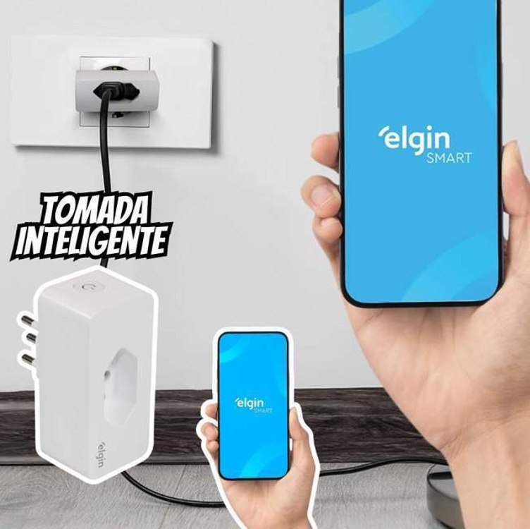 Plugue de Tomada inteligente 10A Elgin Bivolt Compatível com Alexa e Google Home