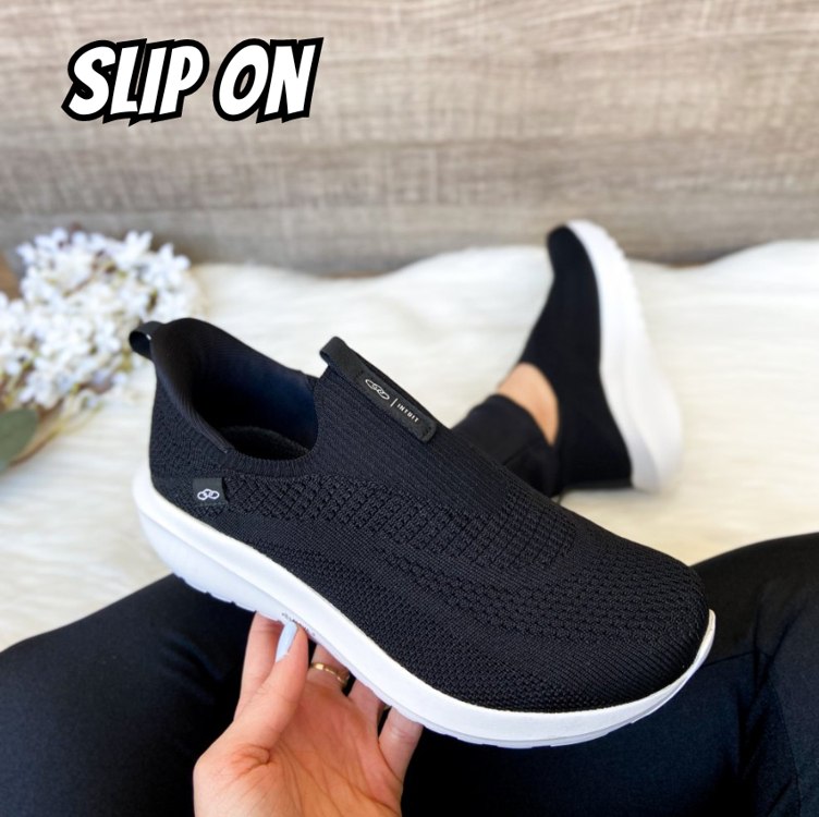 Tênis Casual Feminino Intuit Slip On Preto Olympikus