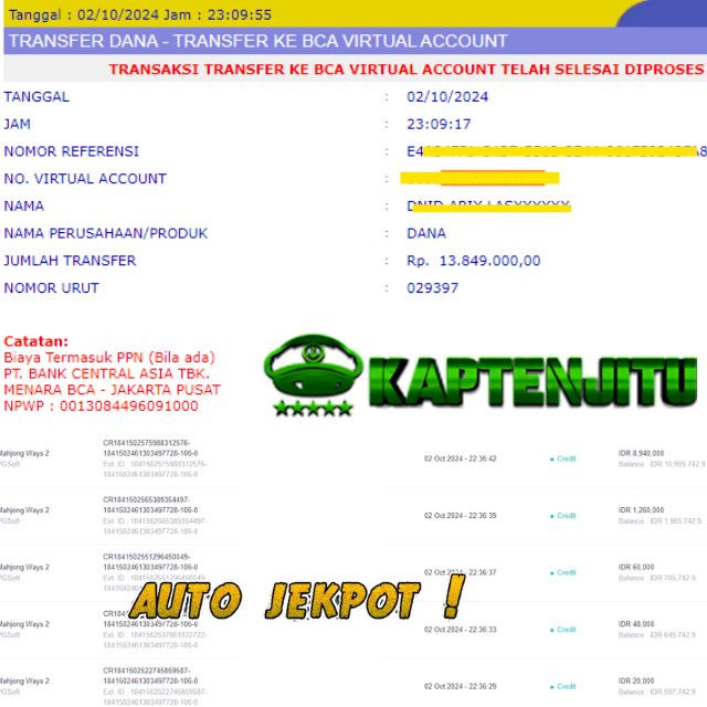 SELAMAT KEPADA ID XXXX JACKPOT PERMAINAN Mahjong Ways 2 PGSoft DI WEB KAPTENJITU