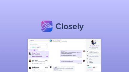 Closely is a cold outreach platform that combines LinkedIn and email automation with B2B database