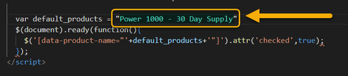 Default Product Name Code Paste
