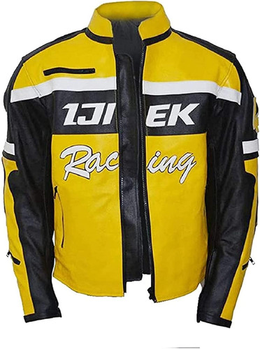 Leather Verse Mens ijiek Biker Jacket Yellow Chuck Greene Motorcyle Leather Jacket 0 (2)