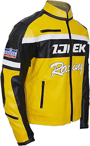 Leather Verse Mens ijiek Biker Jacket Yellow Chuck Greene Motorcyle Leather Jacket 0 (4)