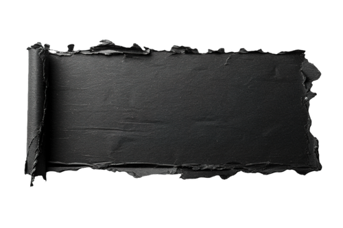 ai generated blank black sheet of paper rectangular shape on transparent background ripped jagged pa.png