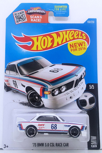 Машинка Hot Wheels '73 BMW 3.0 CSL Race Car 2016 BMW (#190) Castrol DHP29.jpg