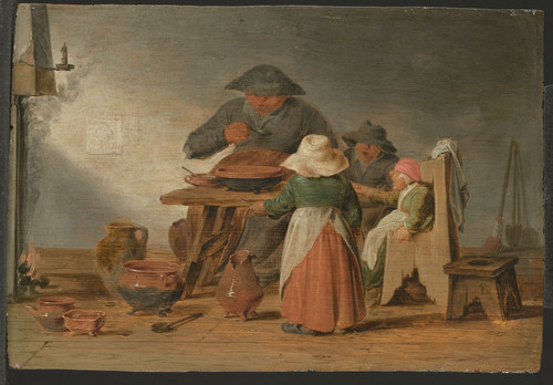 Buesem, Jan Jansz Крестьянская пища, 1650, 20,5 cm х 29 cm, Дерево, масло
