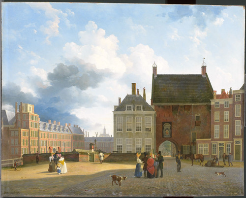 Burgh, Pieter Daniel van der Площадь у Тюремных Ворот в Гааге, 1860, 47 cm х 58,5 cm, Дерево, масло