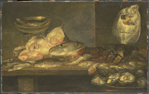 Adriaensen, Alexander Натюрморт с рыбой, 1660, 47 cm x 76 cm, Дерево, масло