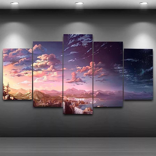 Quadros Decoração 5 Peças Para Sala Quarto Céu Encantador Animes Lindo.jpg