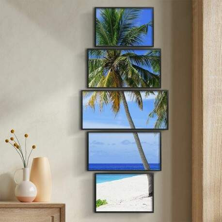 Kit 5 Quadros Decorativos Palmeira Praia.jpg